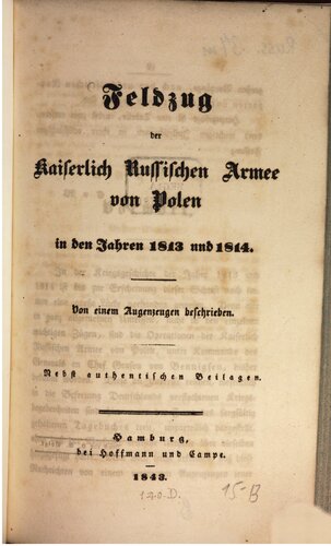 Feldzug der Kaiserlich Russischen Armee von Polen in den Jahren 1813 und 1814