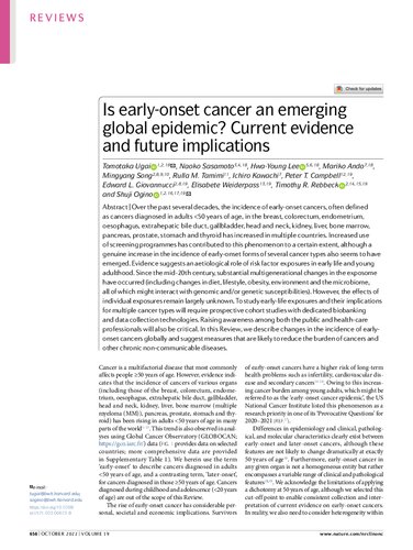 Nature Reviews Clinical Oncology  Is early-onset cancer an emerging global epidemic? Current evidence and future implications