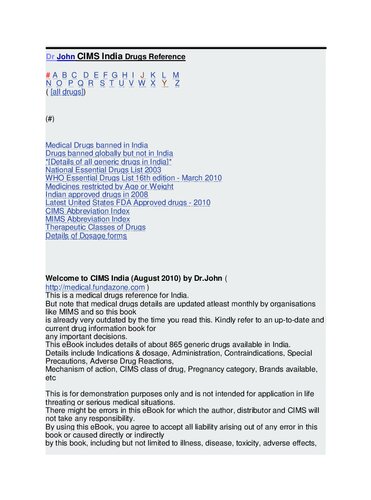 CIMS India Drugs Reference