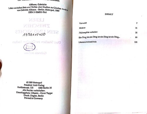 Leben zwischen Sein und Nichts. Drei Studien zu Günther Anders