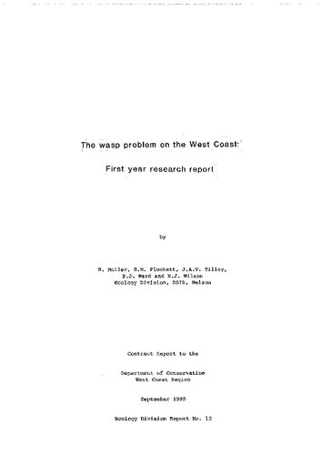 The European Wasp Problem on the West Coast: First year research report 1988 (New Zealand)