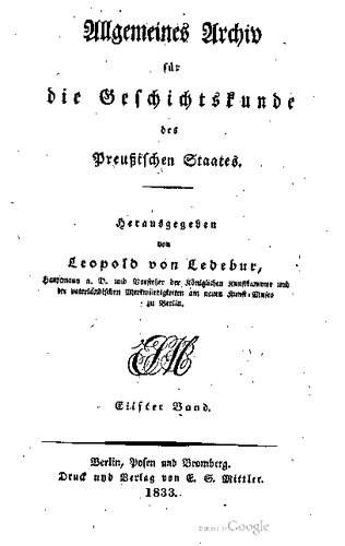 Allgemeines Archiv für die Geschichtskunde des Preußischen Staates