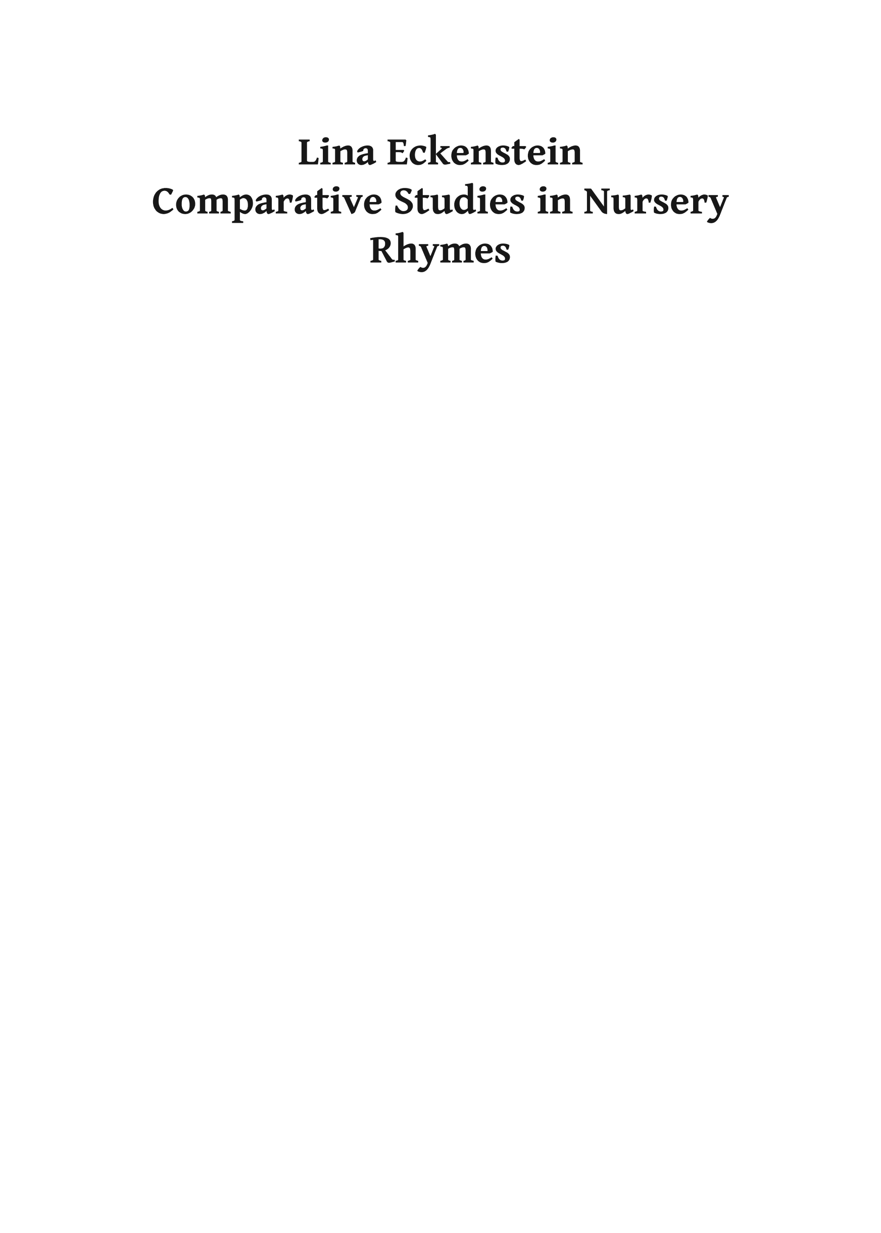 Comparative Studies in Nursery Rhymes