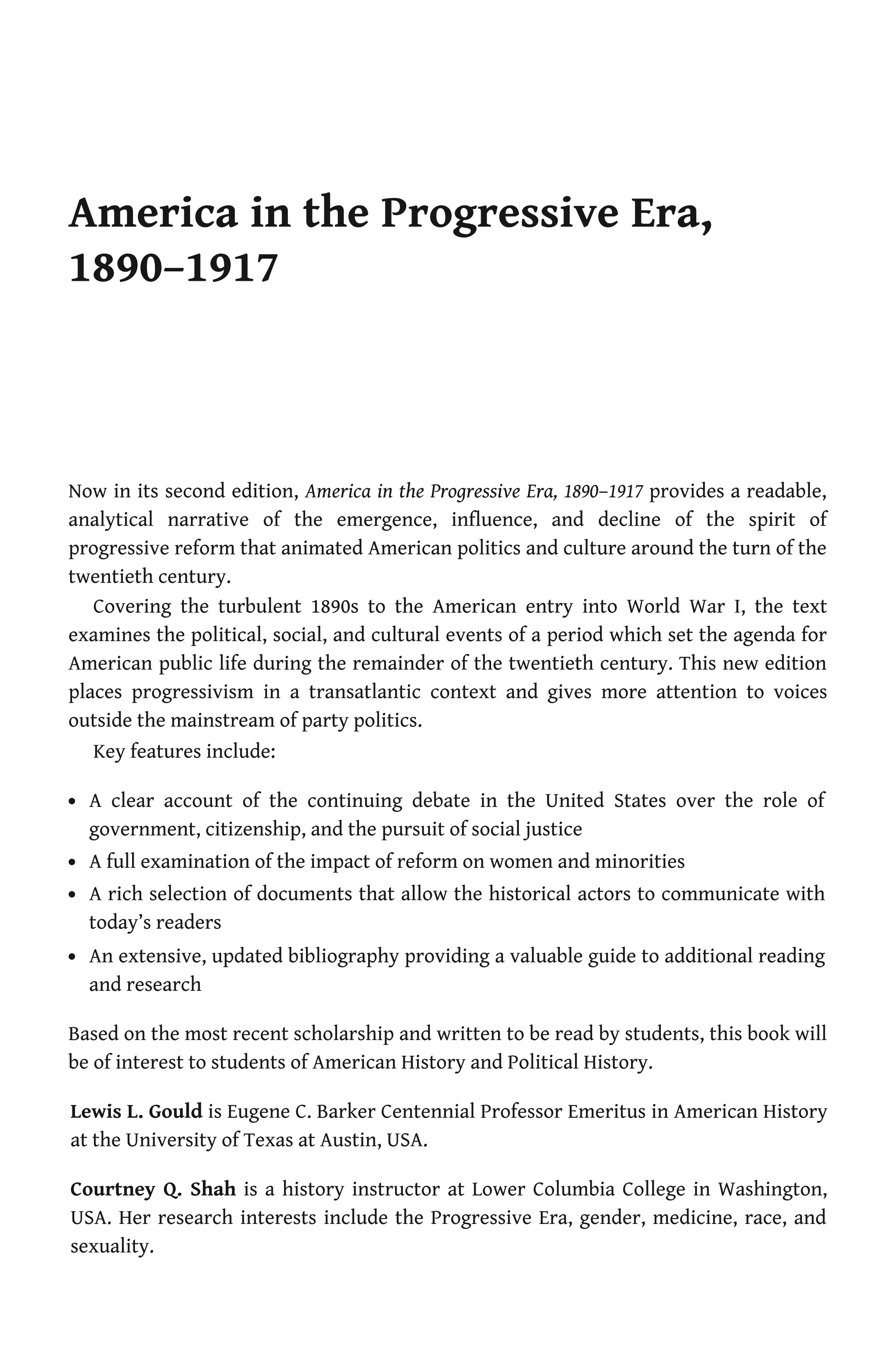 America in the Progressive Era, 1890–1917