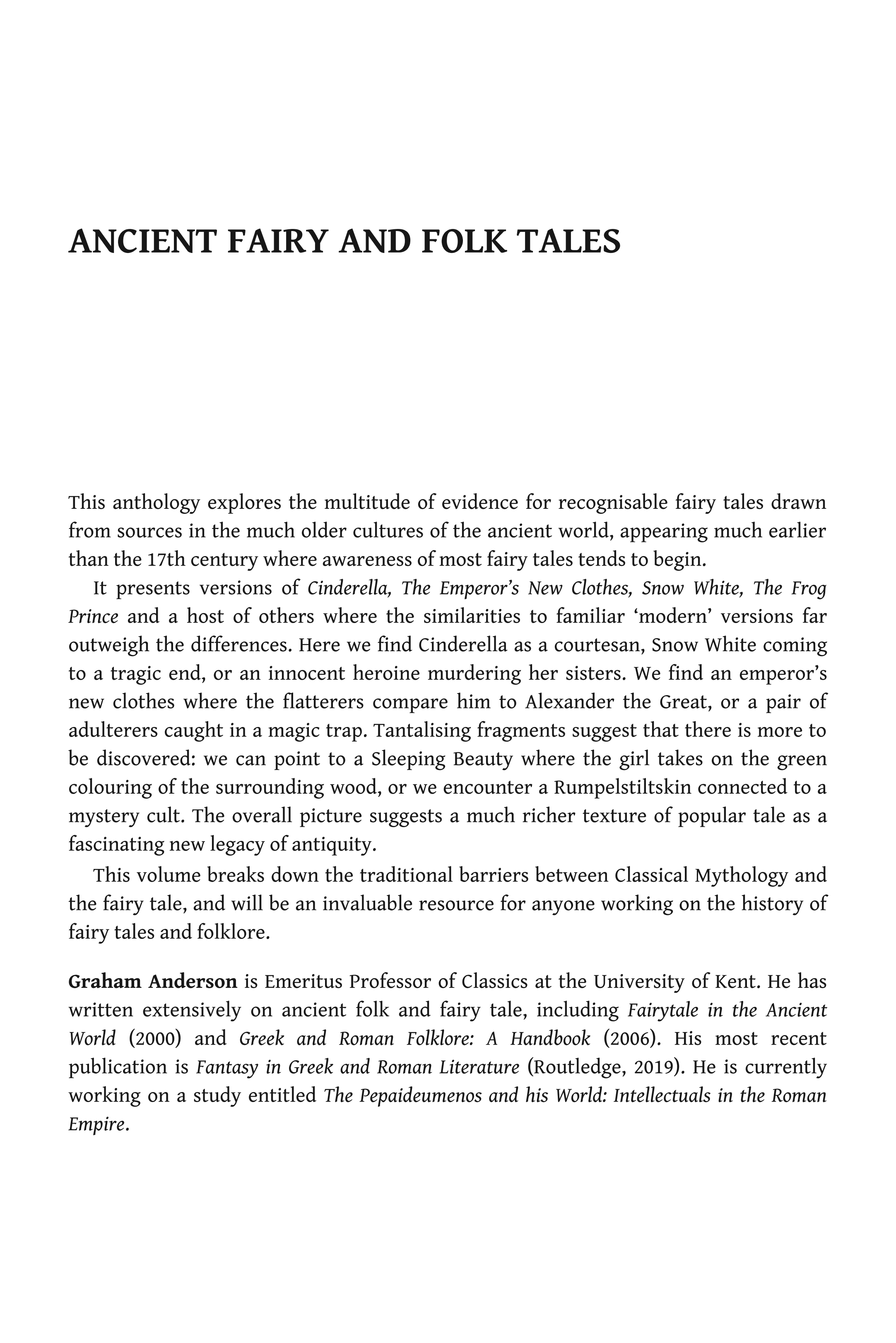 Ancient Fairy and Folk Tales: An Anthology