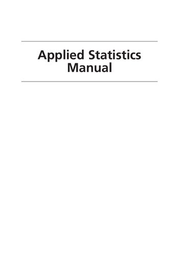 Applied Statistics Manual: A Guide to Improving and Sustaining Quality with Minitab
