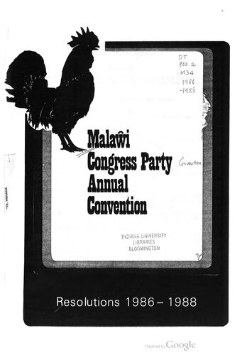 Malaŵi Congress Party Annual Convention. Resolutions 1986 — 1988