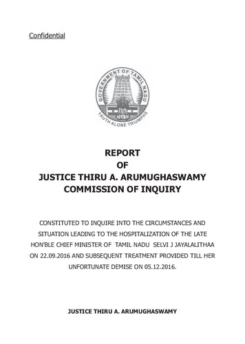 Report of Justice Thiru A. Arumugaswamy Commission of Inquiry