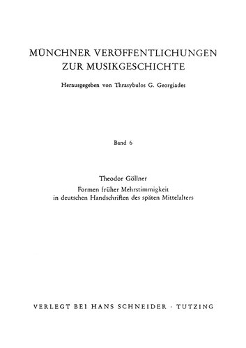 Formen früher Mehrstimmigkeit in deutschen Handschriften des späten Mittelalters