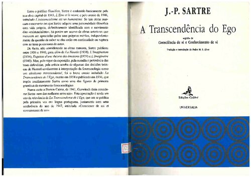 A transcêndencia do Ego seguido de Consciência de si e Conhecimento de si