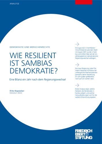 WIE RESILIENT IST SAMBIAS DEMOKRATIE? Eine Bilanz ein Jahr nach dem Regierungswechsel