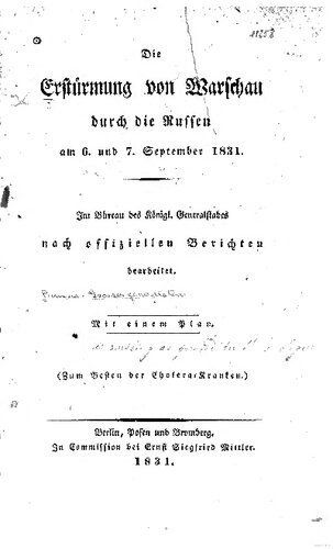 Die Erstürmung von Warschau durch die Russen am 6. und 7. September 1831
