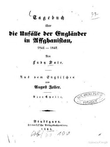 Tagebuch über die Unfälle der Engländer in Afghanistan, 1841-1842