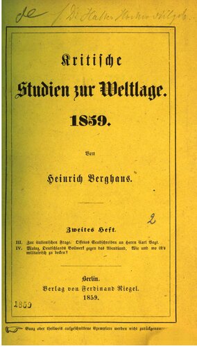 Kritische Studien zur Weltlage 1859