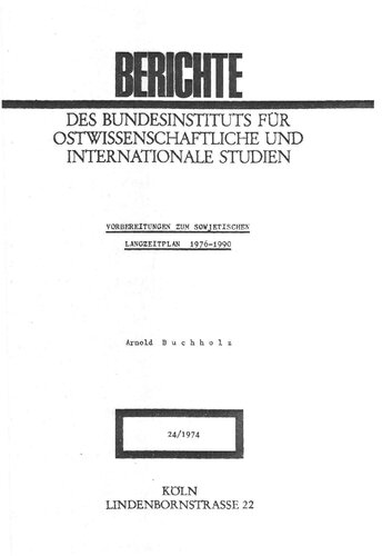 Vorbereitungen zum sowjetischen Langzeitplan 1976-1990