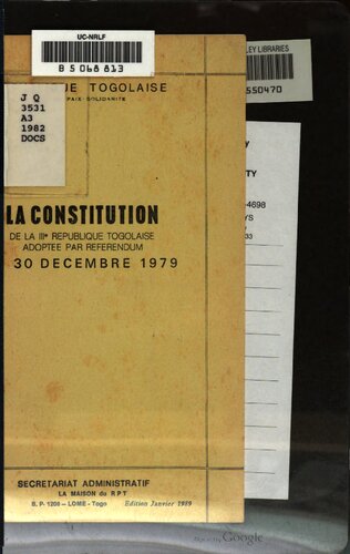 La constitution de la IIIe République togolaise adoptée par referendum le 30 décembre 1979