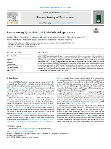 Passive sensing by Sentinel-1 SAR: Methods and applications