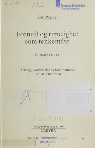 Fornuft og rimelighet som tenkemåte : utvalgte essays