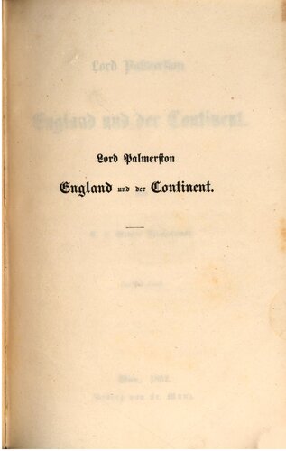 Lord Palmerston : England und der Kontinent