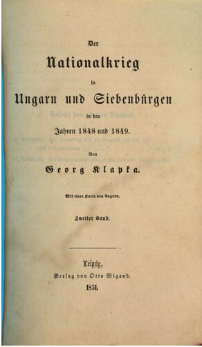 Nationalkrieg in Ungarn und Siebenbürgen in den Jahren 1848 und 1849