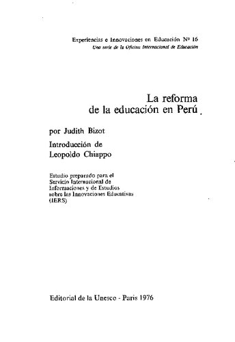 Experiments and Innovations in Education