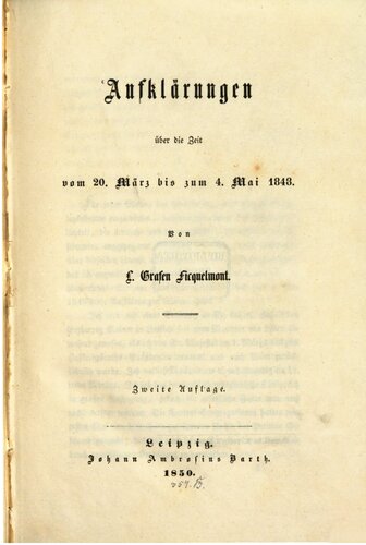 Aufklärungen über die Zeit vom 20. März bis zum 4. Mai 1848