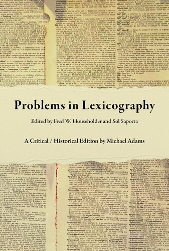 Problems in Lexicography: A Critical/Historical Edition