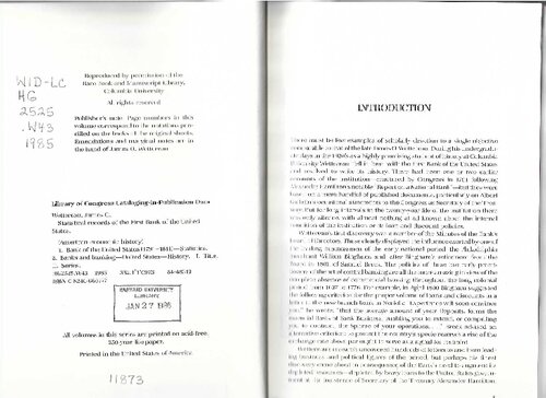 Statistical Records of the First Bank of the United States