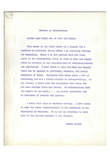 MAKING SOME SENSE OUT OF MARX AND ENGELS