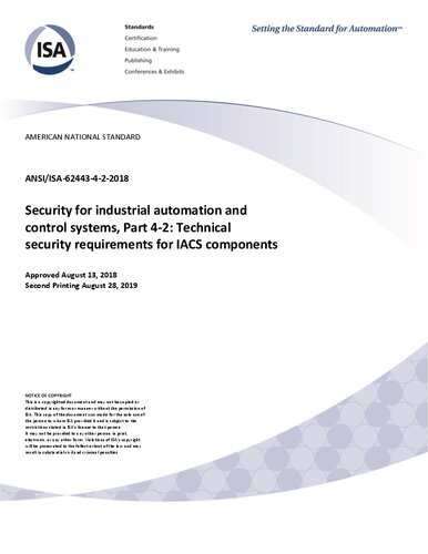 Security for industrial automation and control systems, Part 4-2: Technical security requirements for IACS components
