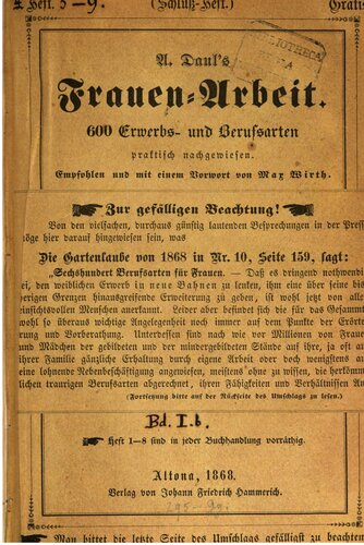 Die Frauen-Arbeit oder der Kreis ihrer Erwerbstätigkeit ; in mehr als 600 Erwerbs- und Berufsraten praktisch nachgewiesen