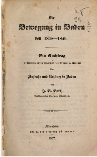 Die Bewegung in Baden von 1848-1849