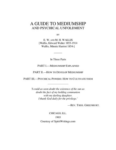 A Guide to Mediumship and Psychical Unfoldment