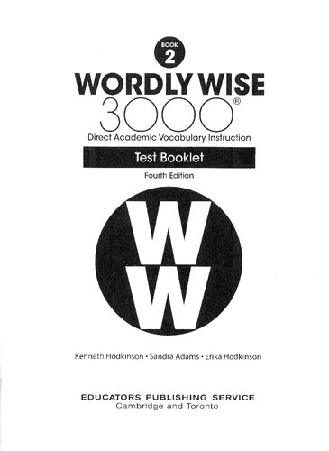Wordly Wise, Grade 2_Test Booklet