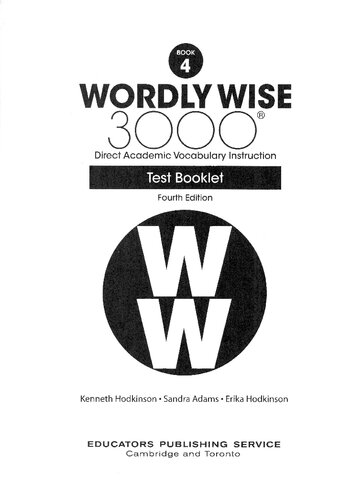 Wordly Wise, Grade 4_Test Booklet
