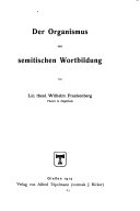 Der Organismus der semitischen Wortbildung