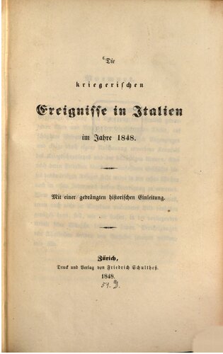 Die kriegerischen Ereignisse in Italien im Jahre 1848