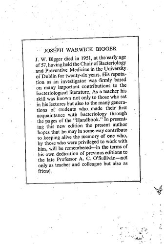 Bigger's handbook of bacteriology