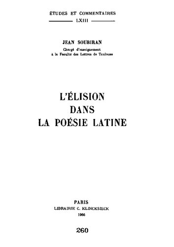 L'Élision dans la poésie latine