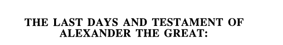 The Last Days and Testament of Alexander the Great: A Prosopographic Study