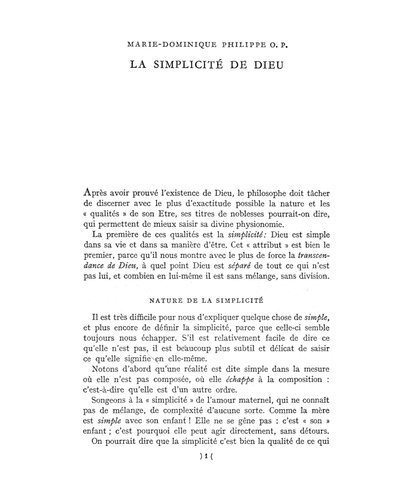 La simplicité de Dieu