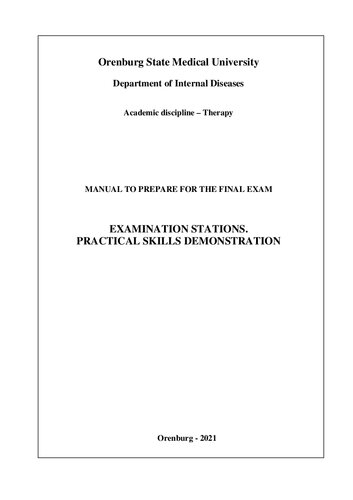 Examination stations – practical skill demonstration guide: Study and methodological guide for 6th-year students of Foreign Faculty