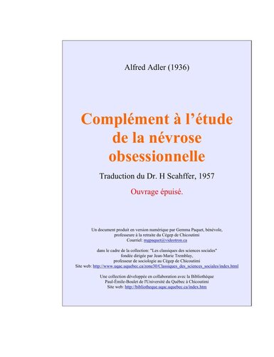 Complément à l'étude de la névrose obsessionnelle