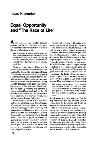 Dissent  Equal Opportunity and "The Race Of Life"