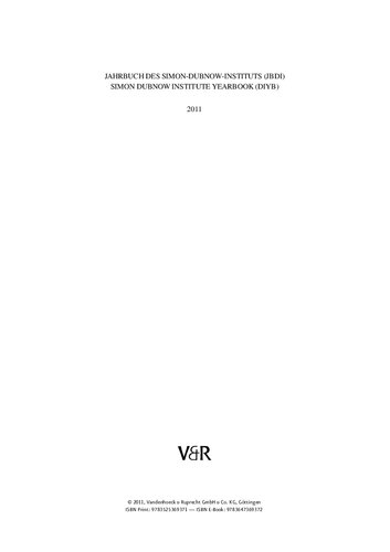 Jahrbuch des Simon-Dubnow-Instituts / Simon Dubnow Institute Yearbook X