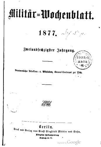 Militär-Wochenblatt