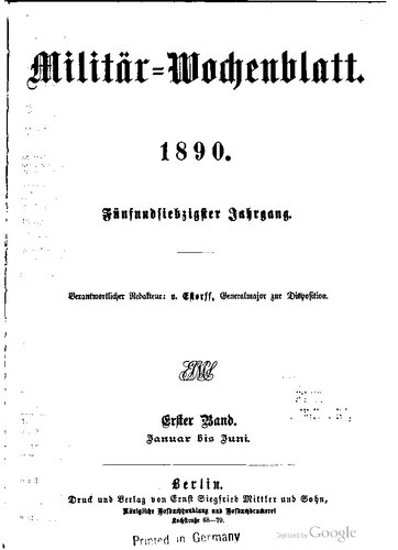 Militär-Wochenblatt. Beigebunden: Militär-Literatur-Zeitung Jg. 71, 1