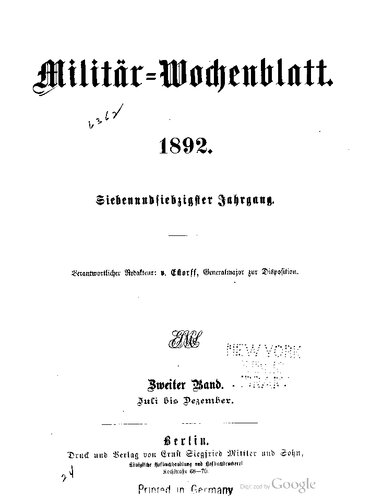 Militär-Wochenblatt