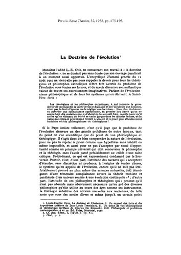 La doctrine de l'évolution - Compte rendu de Louis-Eugène Otis, La doctrine de l'évolution