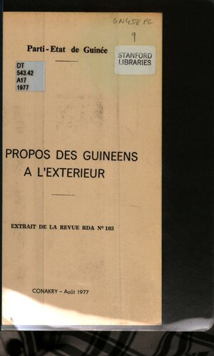 À propos des guinéens à l’exterieur: extrait de la revue RDA Nº 103